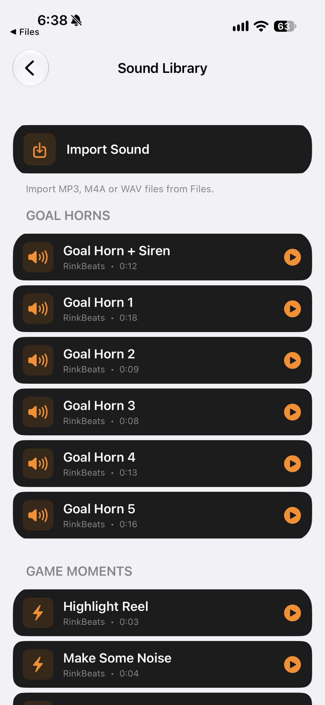 RinkBeats iPhone screenshot